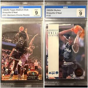 Shaquille O’Neal Lot Of 2 Graded Rare AGS 9 Mint Shaq Lakers Magic HOF
